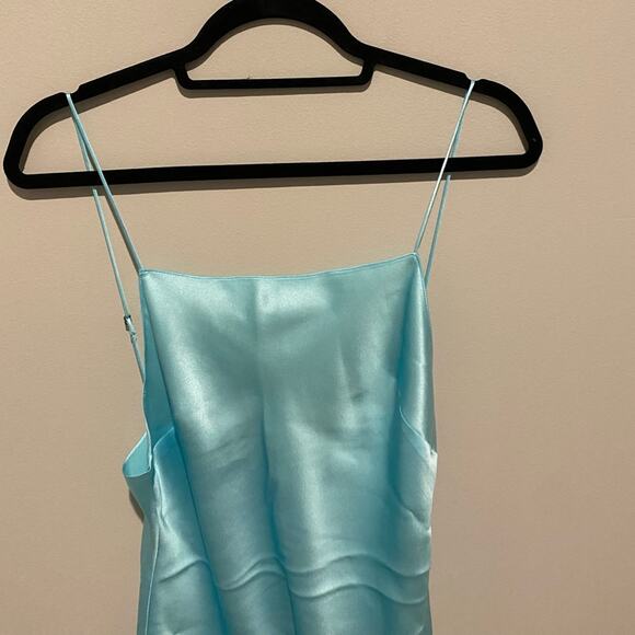 DANNIJO Mini 100% Silk Signature Ruched Slip Dress Ocean Blue - Picture 12 of 13